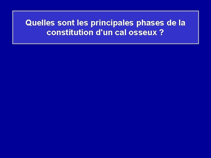 Quelles sont les principales phases de la constitution d'un cal osseux ? 