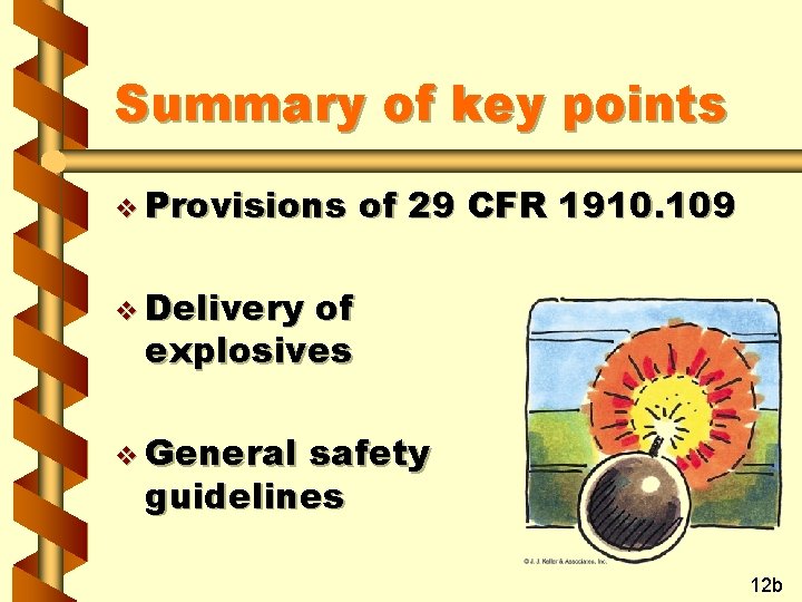 Summary of key points v Provisions of 29 CFR 1910. 109 v Delivery of