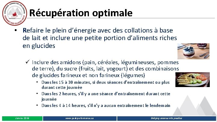 Récupération optimale • Refaire le plein d’énergie avec des collations à base de lait