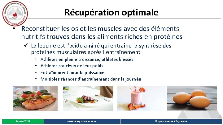 Récupération optimale • Reconstituer les os et les muscles avec des éléments nutritifs trouvés