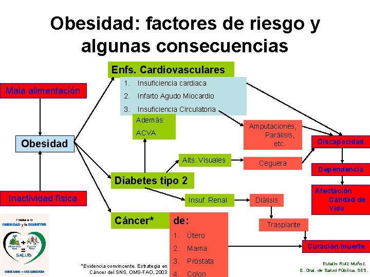 Obesidad: factores de riesgo y algunas consecuencias Enfs. Cardiovasculares Mala alimentación 1. Insuficiencia cardiaca