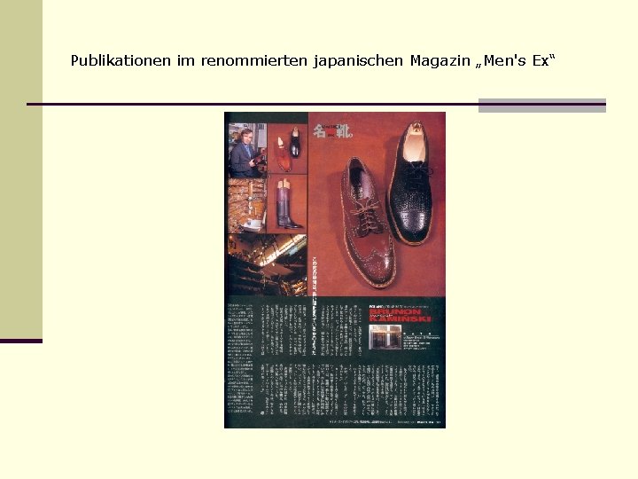 Publikationen im renommierten japanischen Magazin „Men's Ex“ 