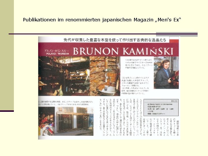 Publikationen im renommierten japanischen Magazin „Men's Ex“ 