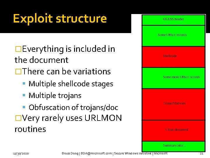 Exploit structure �Everything is included in the document �There can be variations Multiple shellcode