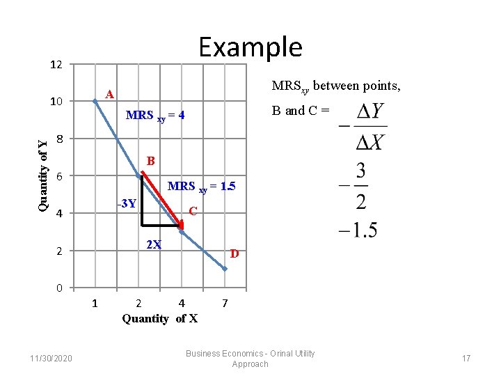 Example 12 10 Quantity of Y MRSxy between points, A B and C = Example 12 10 Quantity of Y MRSxy between points, A B and C =