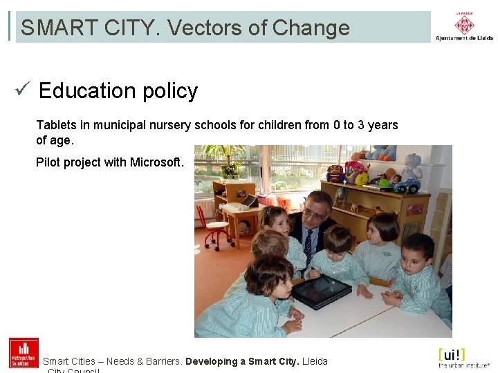 SMART CITY. Vectors of Change ü Education policy Tablets in municipal nursery schools for