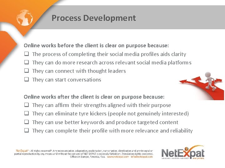 Process Development Online works before the client is clear on purpose because: q The