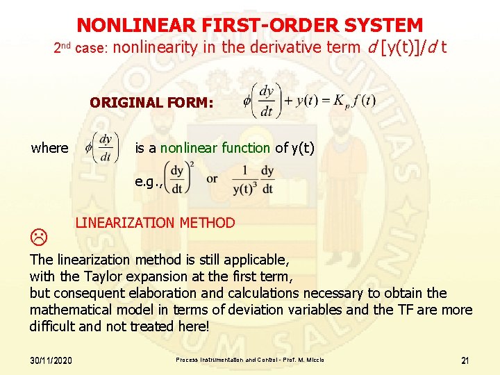 NONLINEAR FIRST-ORDER SYSTEM 2 nd case: nonlinearity in the derivative term d [y(t)]/d t