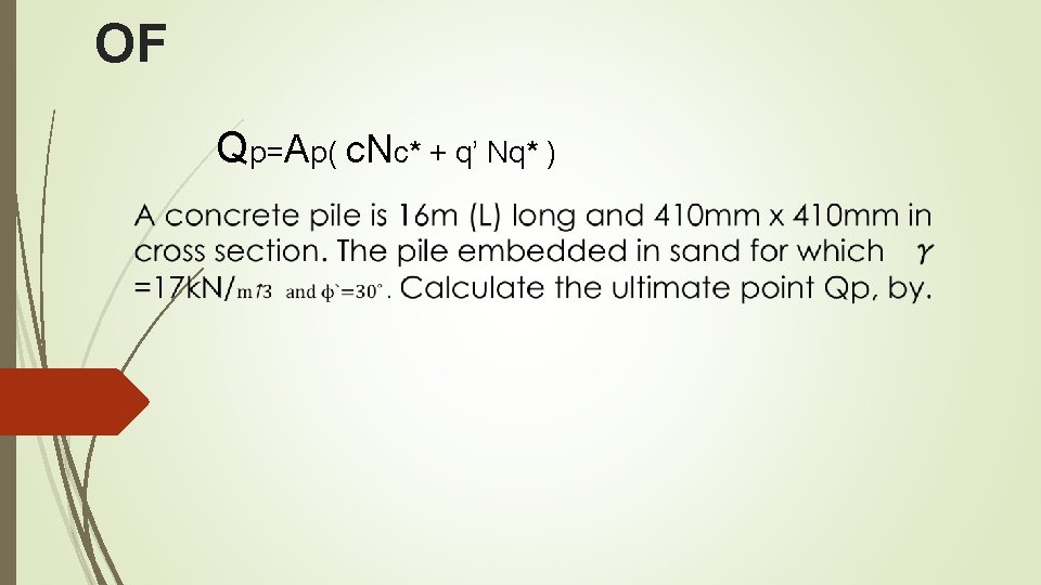 OF Qp=Ap( c. Nc* + q’ Nq* ) 