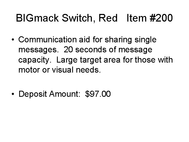 BIGmack Switch, Red Item #200 • Communication aid for sharing single messages. 20 seconds