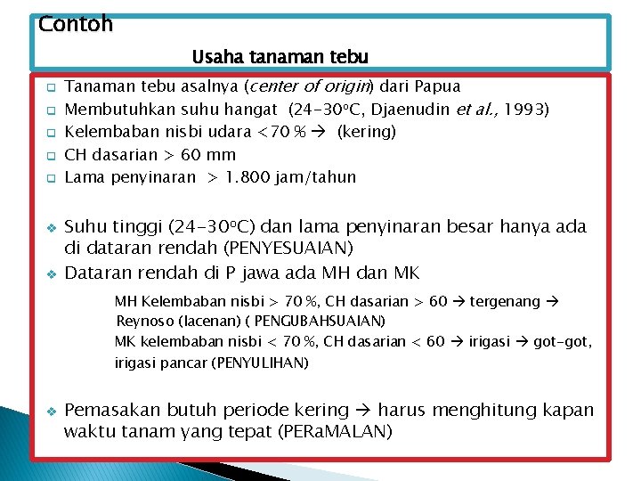 Contoh Usaha tanaman tebu q q q v v Tanaman tebu asalnya (center of