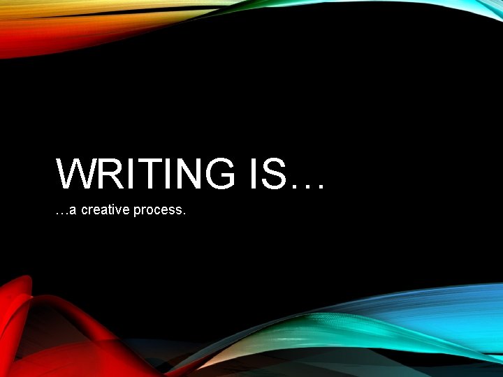 WRITING IS… …a creative process. 