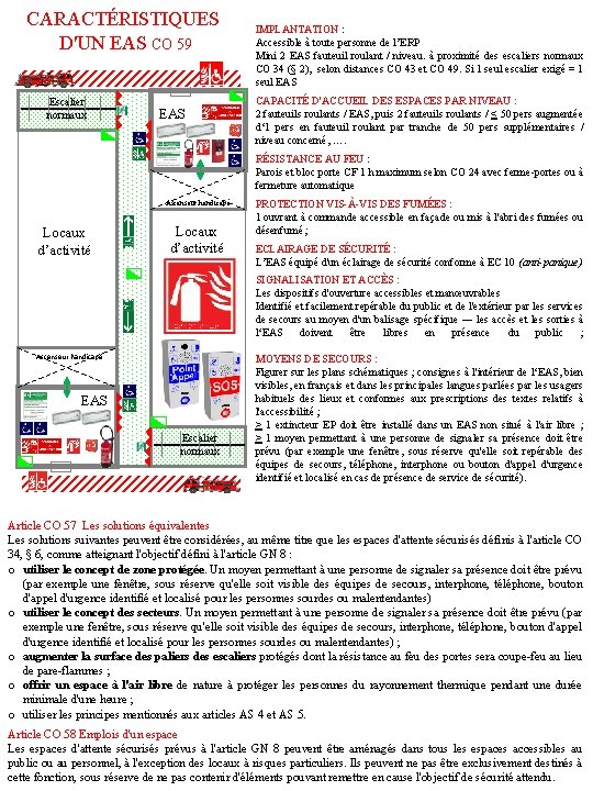 CARACTÉRISTIQUES D'UN EAS CO 59 Escalier normaux EAS IMPLANTATION : Accessible à toute personne