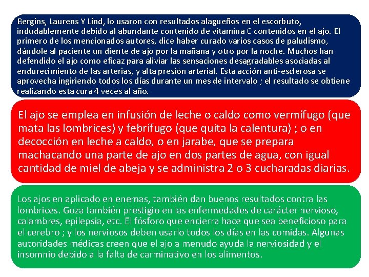 Bergins, Laurens Y Lind, lo usaron con resultados alagueños en el escorbuto, indudablemente debido