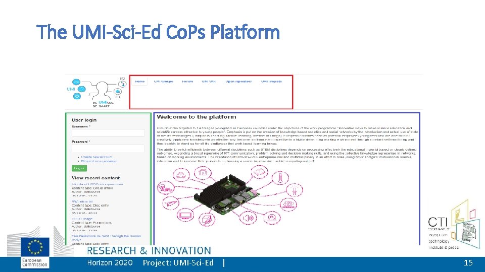 The UMI-Sci-Ed Co. Ps Platform Project: UMI-Sci-Ed | 15 
