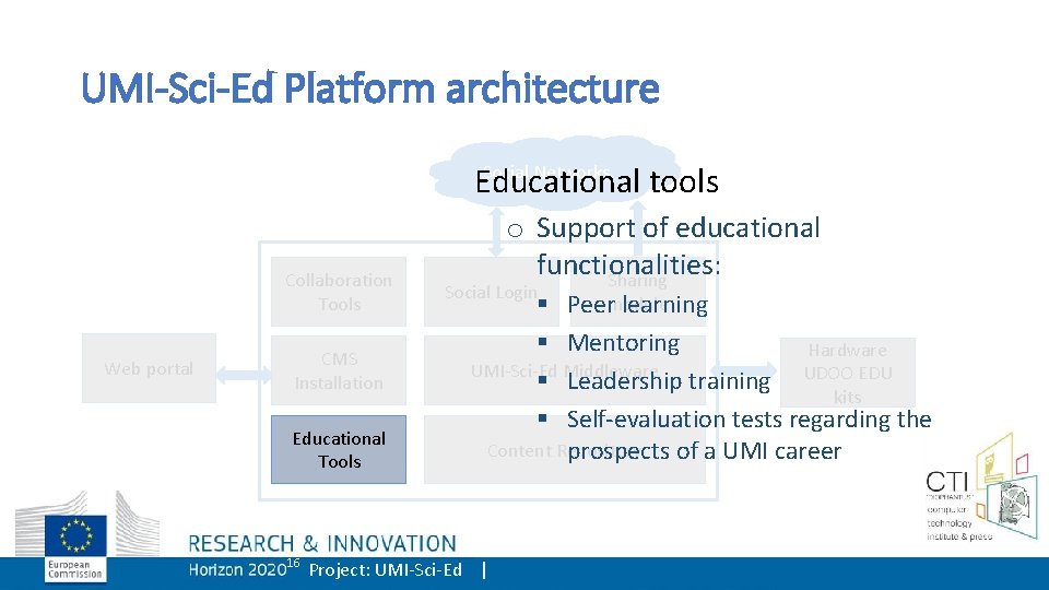 UMI-Sci-Ed Platform architecture Educational tools Social Networks Collaboration Tools Web portal CMS Installation Educational