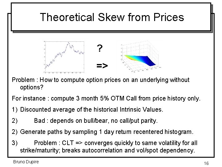 Theoretical Skew from Prices ? => Problem : How to compute option prices on