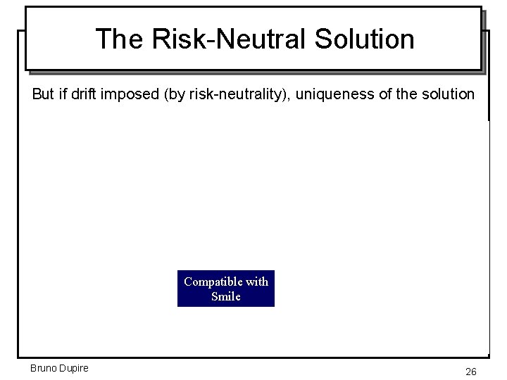 The Risk-Neutral Solution But if drift imposed (by risk-neutrality), uniqueness of the solution Diffusions