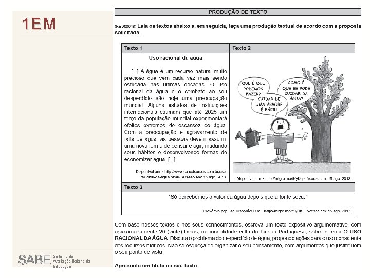 1 EM Sistema de Avaliação Baiano da Educação 