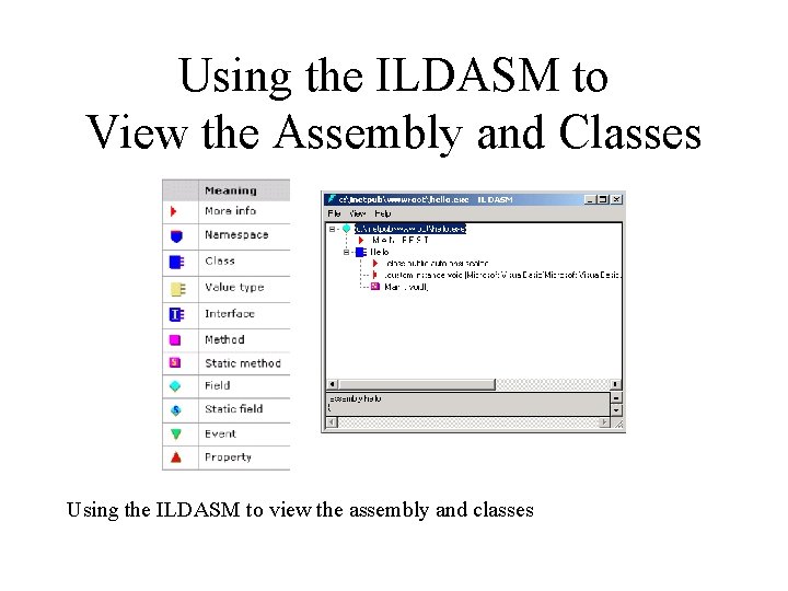 Using the ILDASM to View the Assembly and Classes Using the ILDASM to view