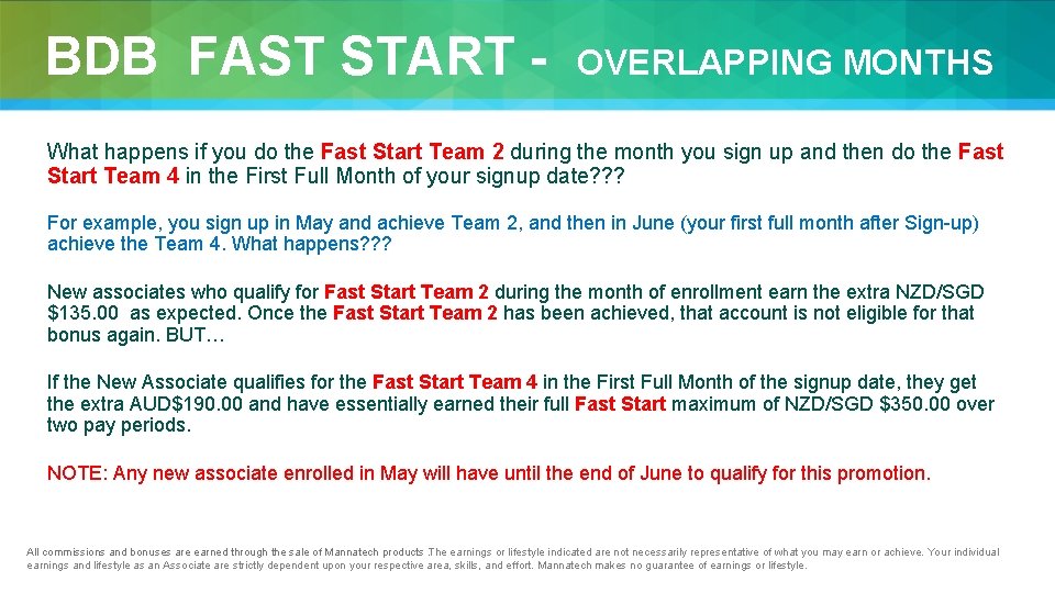 BDB FAST START - OVERLAPPING MONTHS What happens if you do the Fast Start