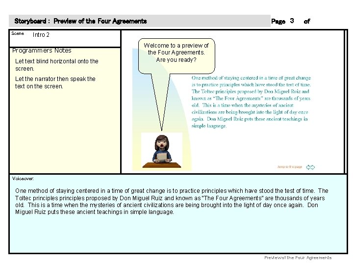 Storyboard : Preview of the Four Agreements Scene Page 3 of Intro 2 Programmers