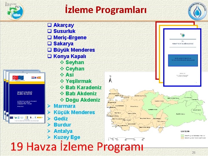 İzleme Programları q Akarçay q Susurluk q Meriç-Ergene q Sakarya q Büyük Menderes q