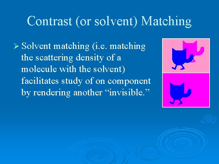 Contrast (or solvent) Matching Ø Solvent matching (i. e. matching the scattering density of