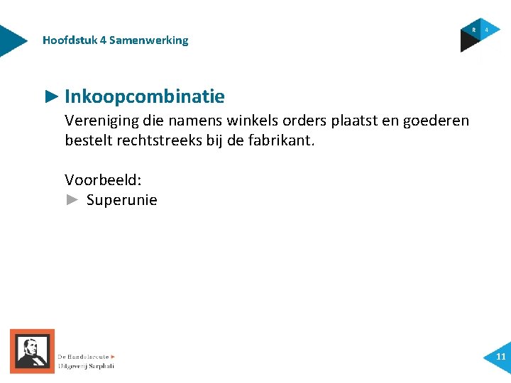 Hoofdstuk 4 Samenwerking ► Inkoopcombinatie Vereniging die namens winkels orders plaatst en goederen bestelt
