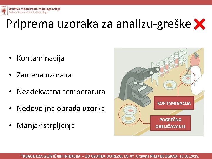 Priprema uzoraka za analizu-greške • Kontaminacija • Zamena uzoraka • Neadekvatna temperatura • Nedovoljna