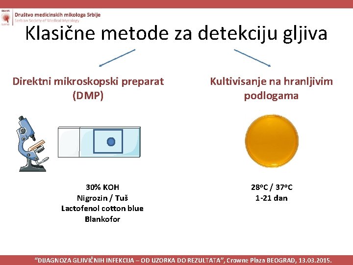 Klasične metode za detekciju gljiva Direktni mikroskopski preparat (DMP) 30% KOH Nigrozin / Tuš