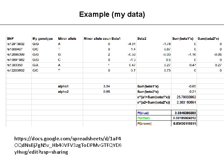 Example (my data) https: //docs. google. com/spreadsheets/d/1 a. P 4 OQd. Ns. Bj 7