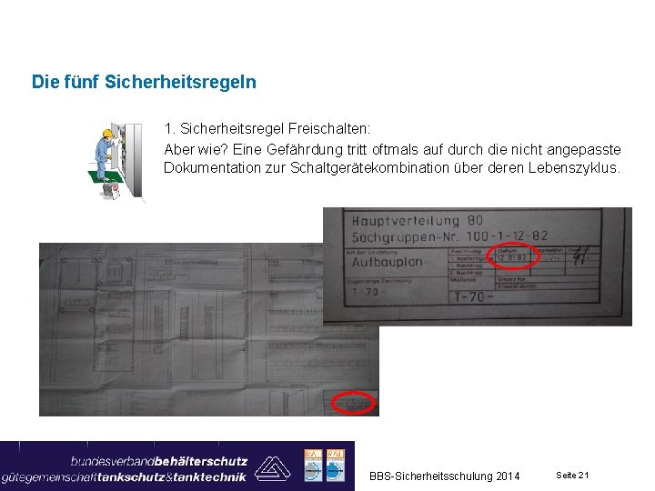 Die fünf Sicherheitsregeln 1. Sicherheitsregel Freischalten: Aber wie? Eine Gefährdung tritt oftmals auf durch