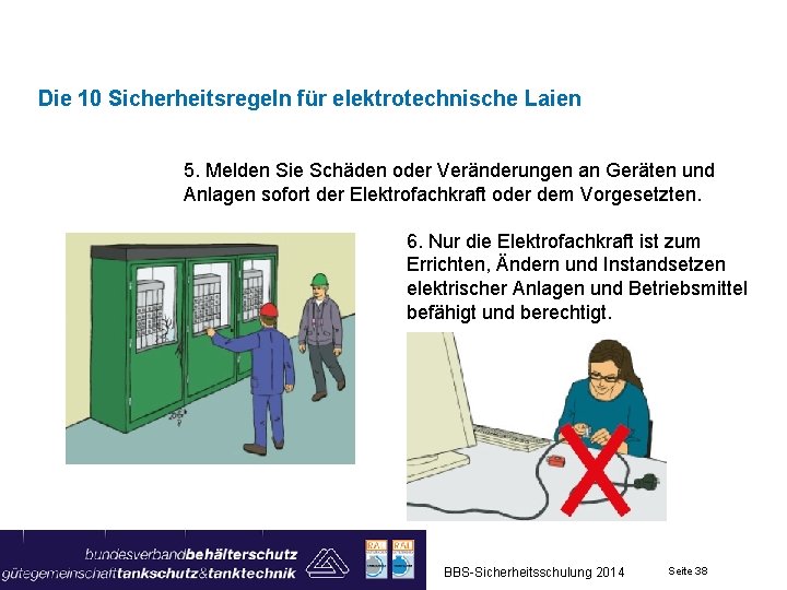 Die 10 Sicherheitsregeln für elektrotechnische Laien 5. Melden Sie Schäden oder Veränderungen an Geräten