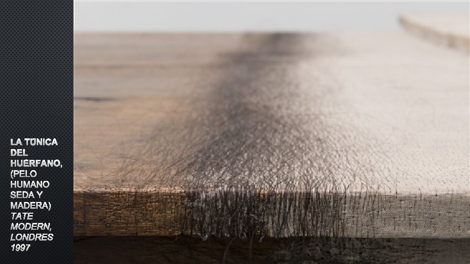 LA TÚNICA DEL HUÉRFANO, (PELO HUMANO SEDA Y MADERA) TATE MODERN, LONDRES 1997 