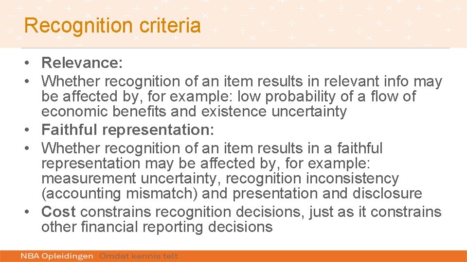 Recognition criteria • Relevance: • Whether recognition of an item results in relevant info