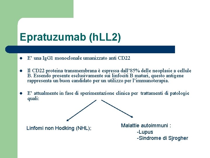 Epratuzumab (h. LL 2) l E’ una Ig. G 1 monoclonale umanizzato anti CD
