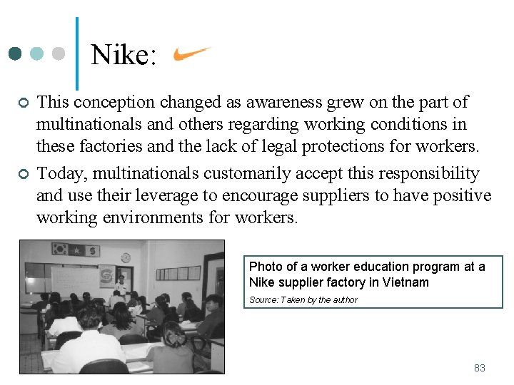 Nike: ¢ ¢ This conception changed as awareness grew on the part of multinationals