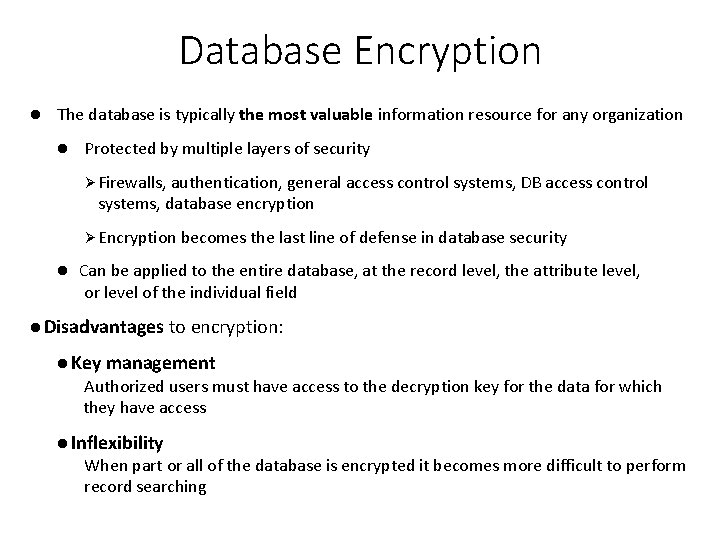 Database Encryption The database is typically the most valuable information resource for any organization