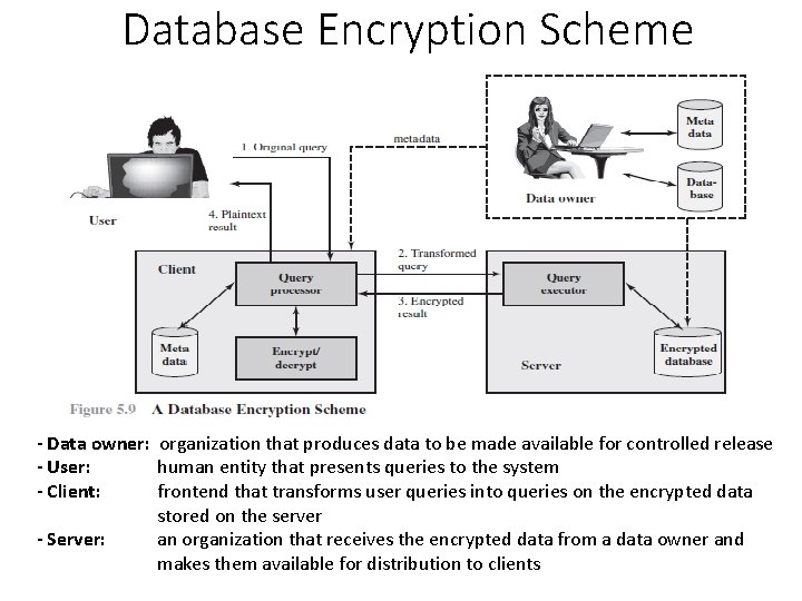 Database Encryption Scheme - Data owner: organization that produces data to be made available