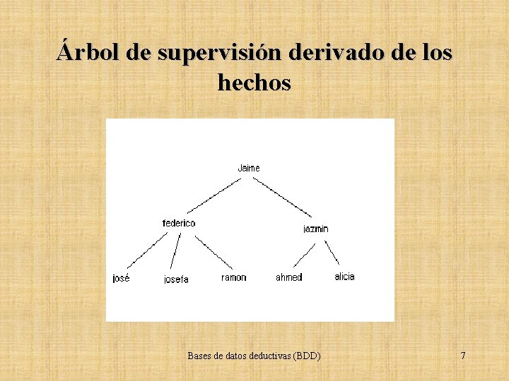 Árbol de supervisión derivado de los hechos Bases de datos deductivas (BDD) 7 