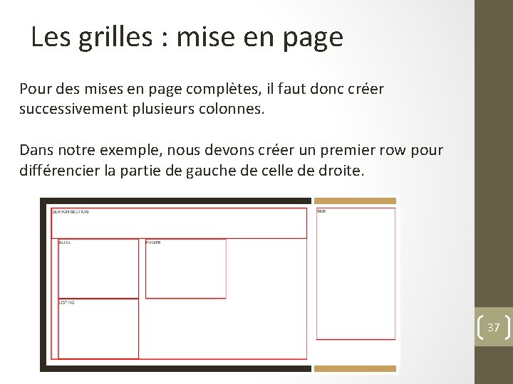 Les grilles : mise en page Pour des mises en page complètes, il faut