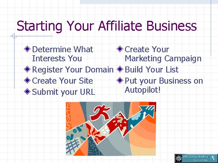 Starting Your Affiliate Business Determine What Interests You Register Your Domain Create Your Site