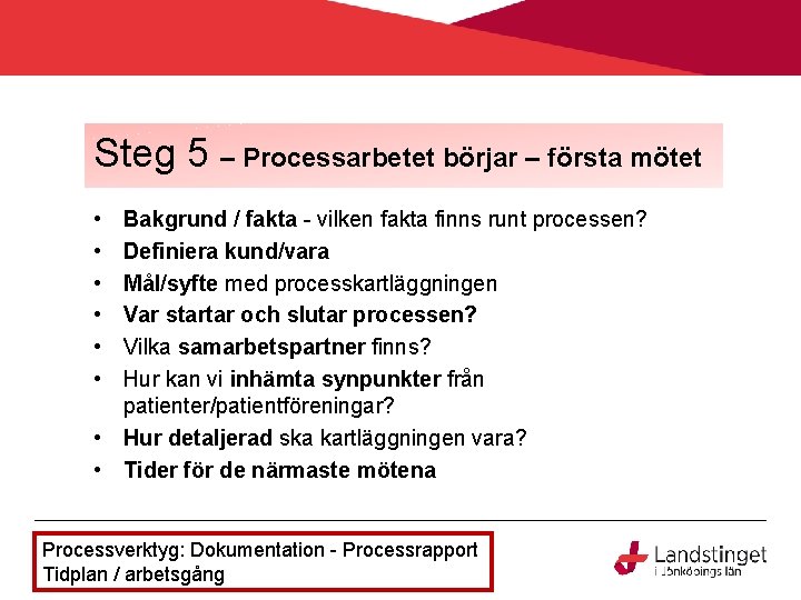 Steg 5 – Processarbetet börjar – första mötet • • • Bakgrund / fakta