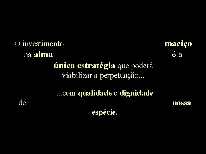 maciço éa O investimento na alma única estratégia que poderá viabilizar a perpetuação. .