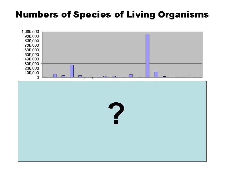 Numbers of Species of Living Organisms Fungi 72, 000 Algae 40, 000 ? Amphibians