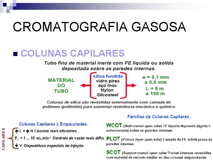 CROMATOGRAFIA GASOSA n COLUNAS CAPILARES 