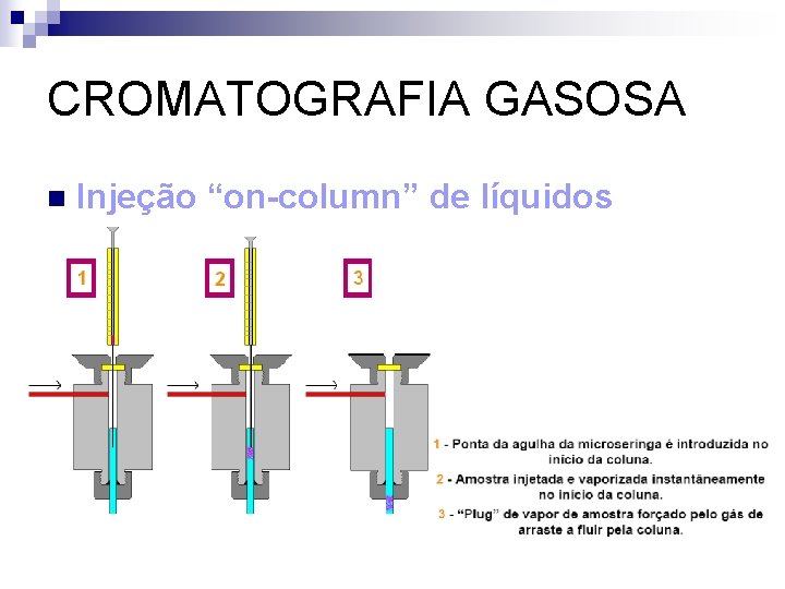 CROMATOGRAFIA GASOSA n Injeção “on-column” de líquidos 