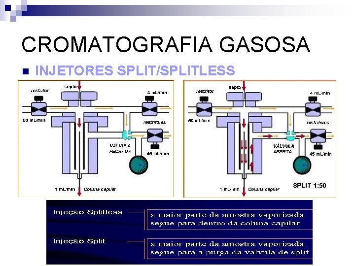 CROMATOGRAFIA GASOSA n INJETORES SPLIT/SPLITLESS 