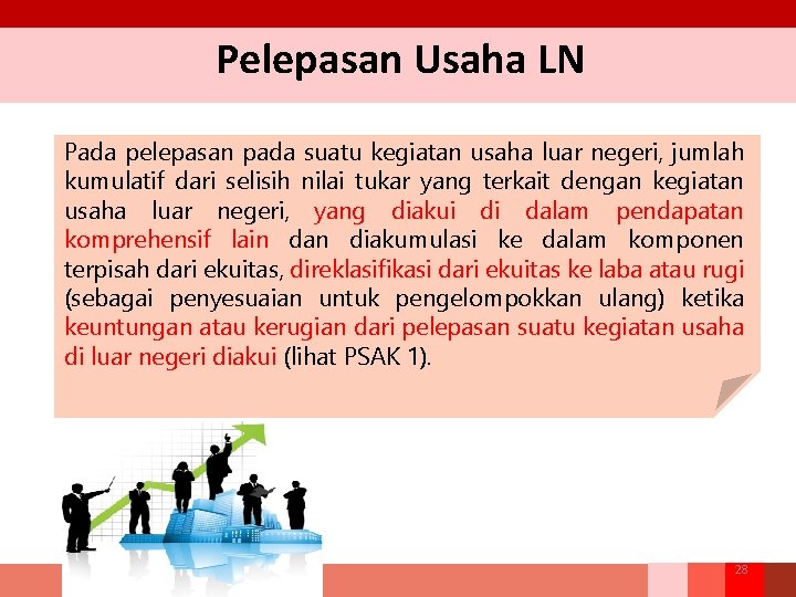 Pelepasan Usaha LN Pada pelepasan pada suatu kegiatan usaha luar negeri, jumlah kumulatif dari